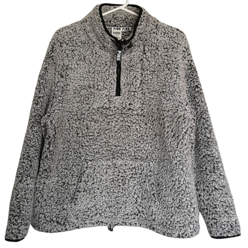 PINK by Victoria's Secret Teddy Bear Sherpa Style Pull Over Sweater Hood… - Picture 1 of 15